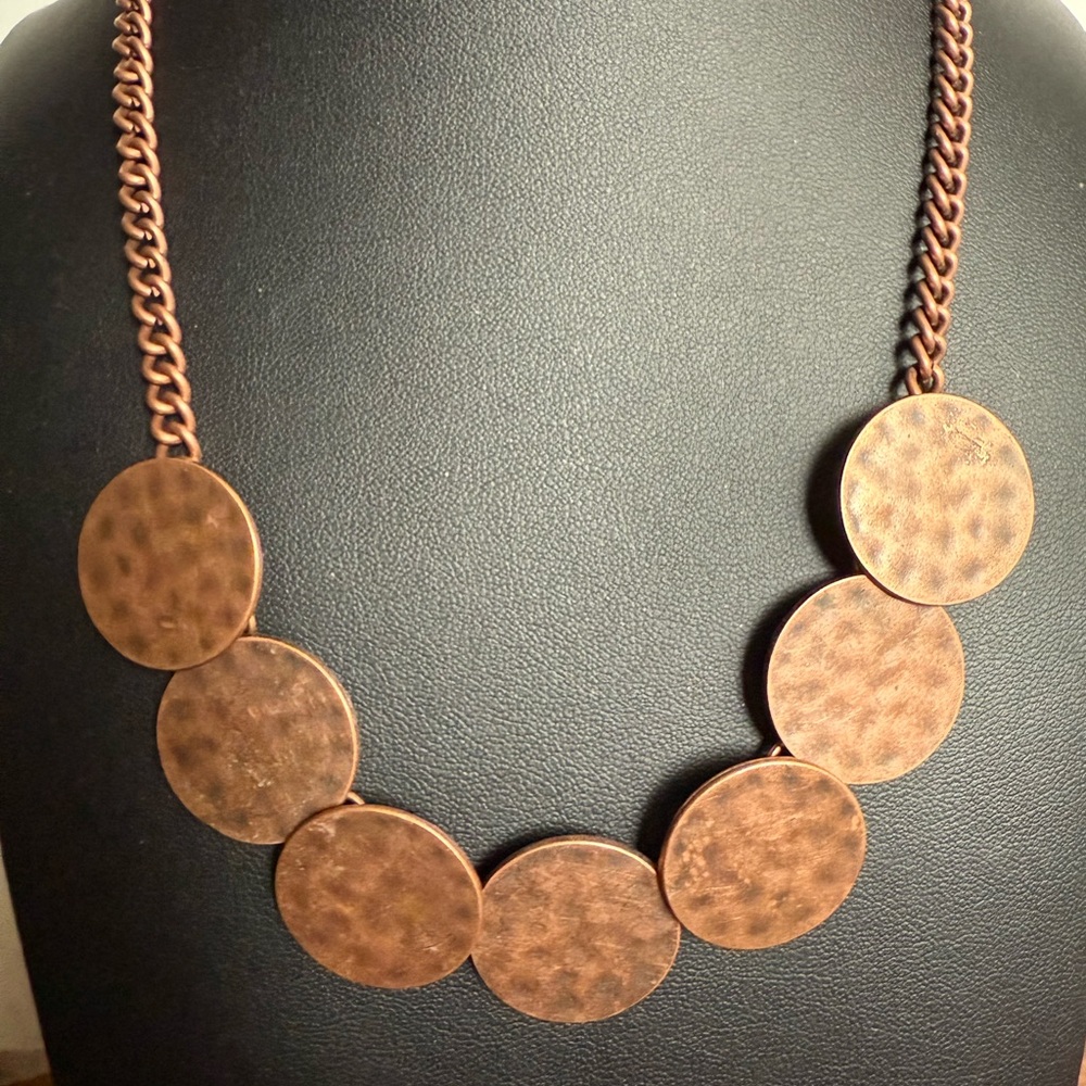 Hammered Copper Disc Necklace